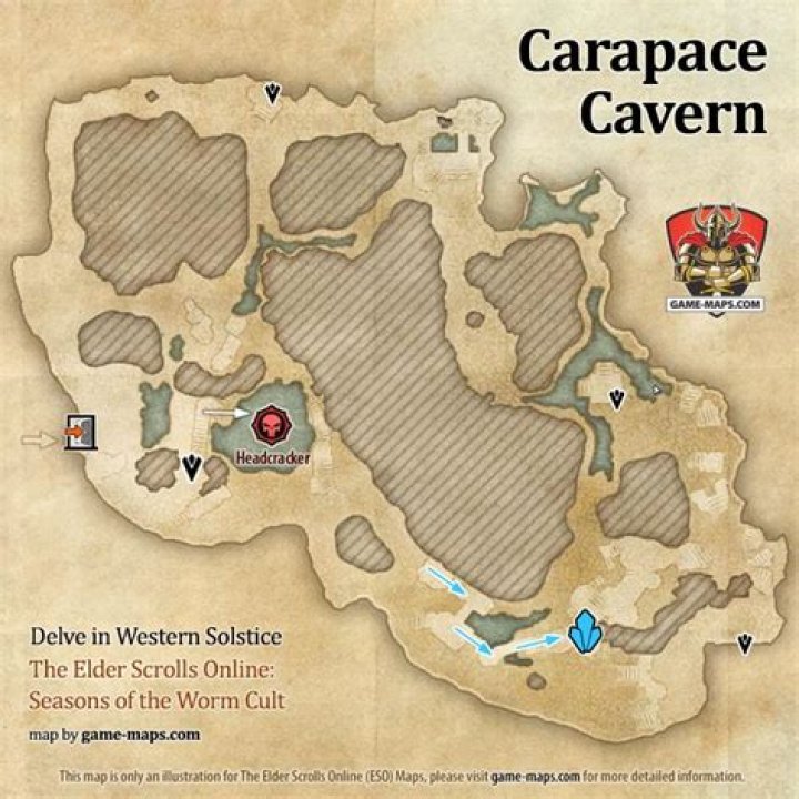 ESO Moonlit Cove Delve Map with Skyshard and Boss location in Southern Elsweyr